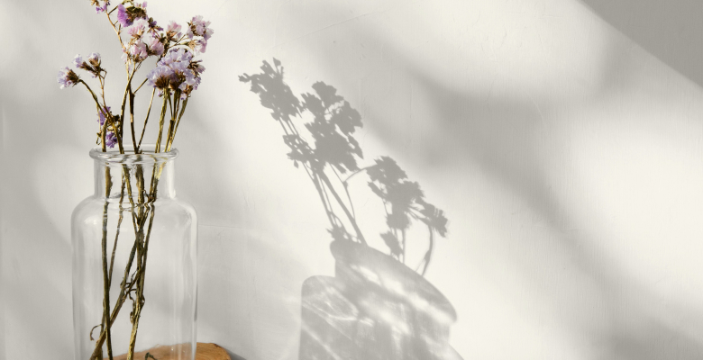 Minimalistische Blumendekoration mit Schatten